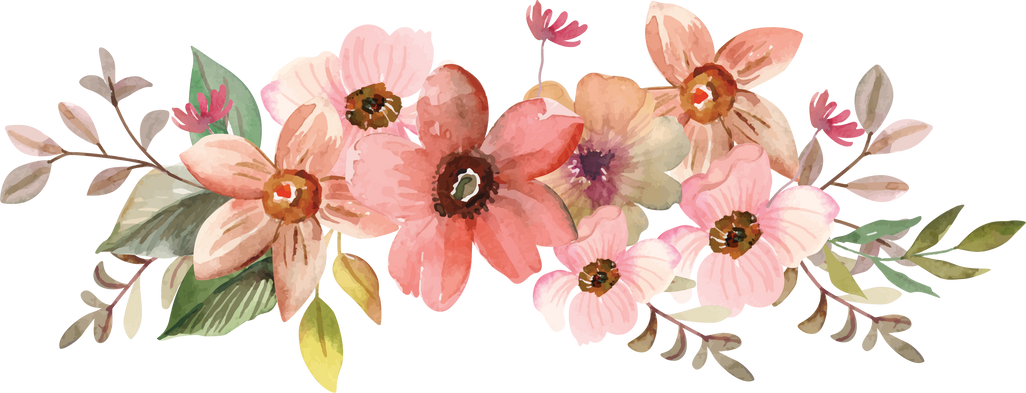 Watercolor Nude Pink Floral Bouquet