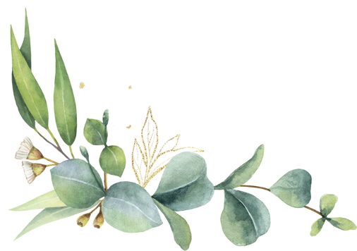 Green watercolor wreath. Eucalyptus leaves.