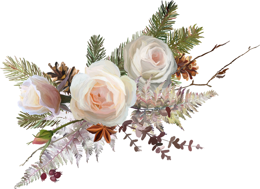 Floral bouquet with white roses